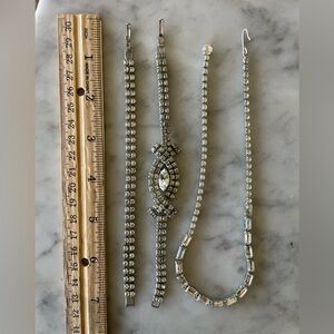VINTAGE lot of rhinestone jewelry 2 bracelets 1 choker